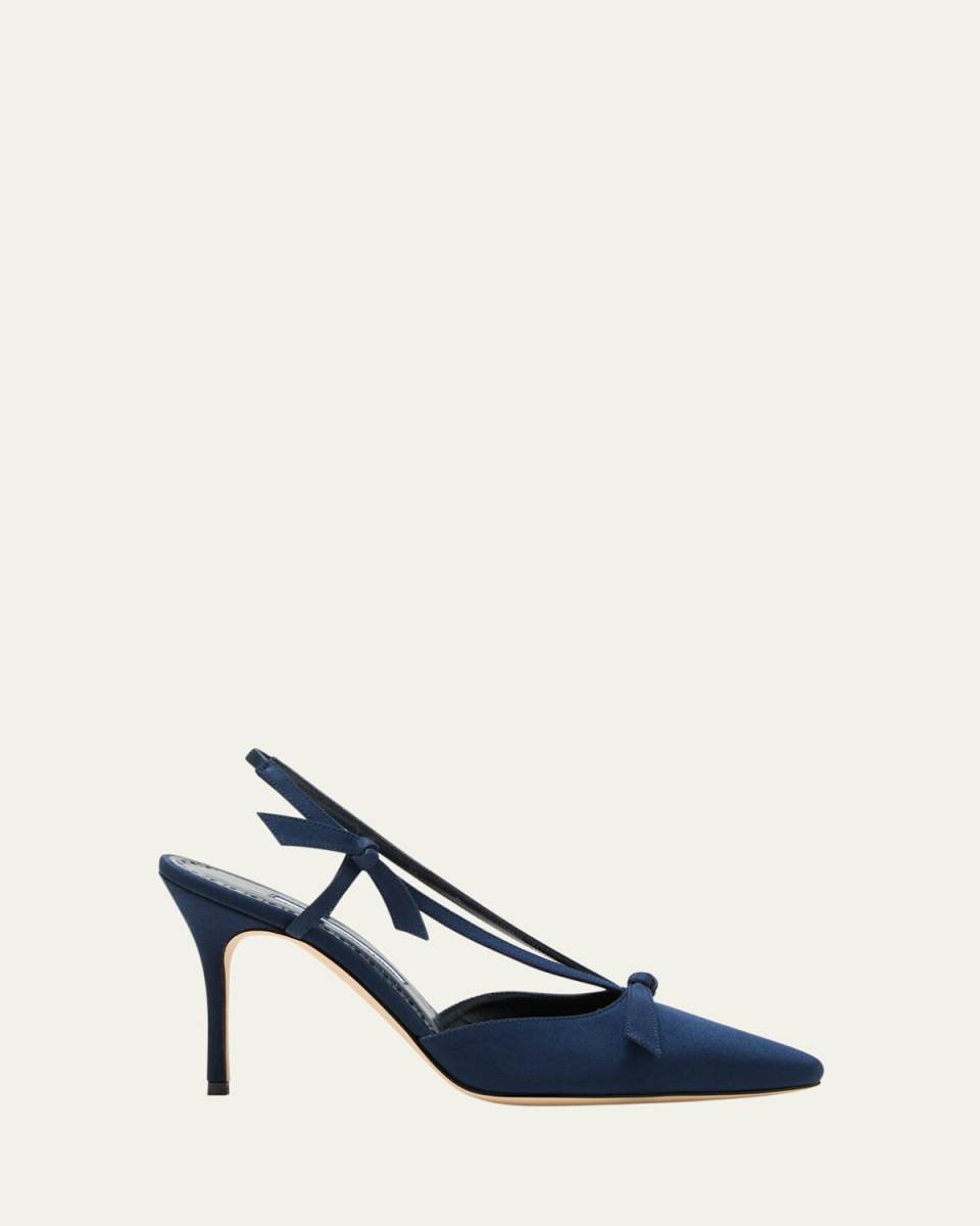 Cortintia Satin Bow Slingback Pumps